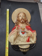 Jesus wall hanging chalk ware holy water Religious