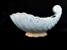 Vintage Art Deco Kensington Ware Blue + Green Clam Shell Bowl Vase VGC