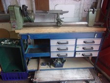 Woodworking lathe, + bench and accessories