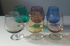 Vintage Multicoloured Brandy Style Glasses Set of 6