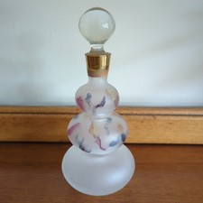 Vintage Frosted Signed E.L.M. Glass Ball Stopper Perfume Bottle Small Decanter