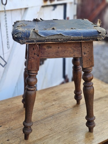 Antique pine stool - pine,