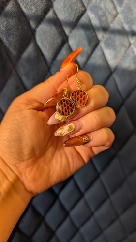 Snake skin gold drop - snake, earrings