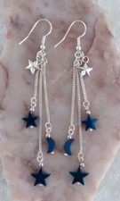 Blue Hematite Moon & Stars,6cm