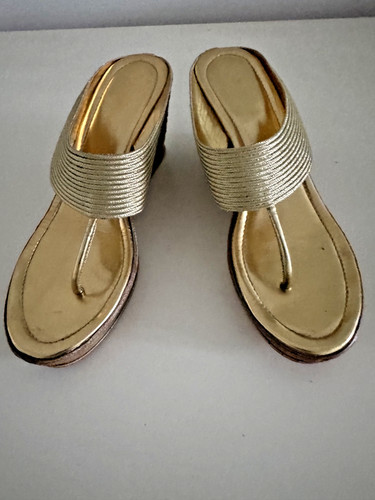 Couture gold wedge heels - couture,