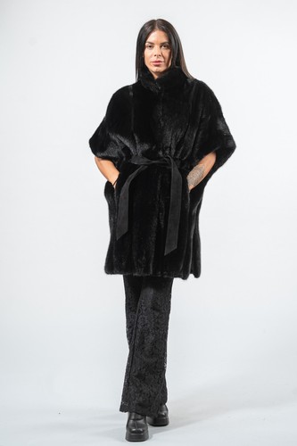 Real fur mink balck vest - balck,