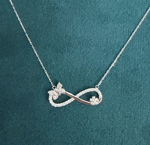 Infinity necklace real - real, white