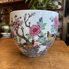 A Chinese porcelain famille rose 'pheasant & peonies' jar/planter. 19th Century.