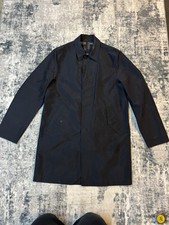 Mens Paul Smith Long Waterproof Mac Trench Jacket Coat Navy Blue Shiny Medium M