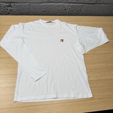 Maison Kitsune Mens Fox Head Long Sleeve T Shirt White XXS
