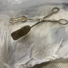 Vtg Silverplate Zinc Alloy Tongs Salad Pastry Sandwich Cake Bread Roll Server