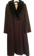 Lampert by Admyra London Wool/Cashmere Brown Coat Detach. Faux Fur Collar UK 12