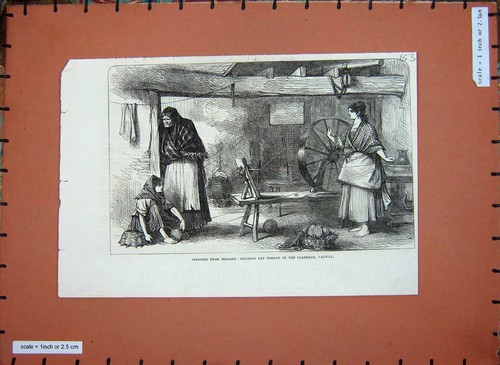 Old antique print c1880 - old,