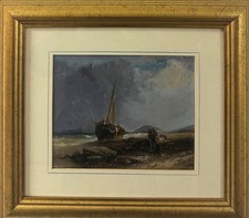 English School (19TH Cen-ry) : The Herring Catchers , Oil On Canvas