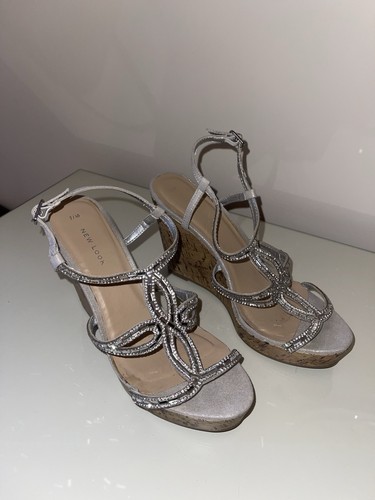 New look silver diamante wedge - new,