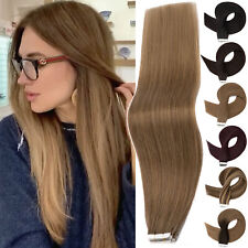 UK CLEARANCE 40PCS 100G Thick Tape In Remy Human Hair Extensions Full Head Brown