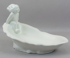 Vintage Shorter & Son Pottery White Dish Soap Tray Nymph Cherub Design