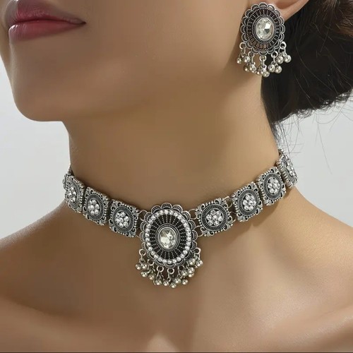 Indian style set necklace with - necklace,