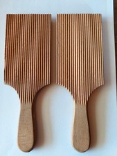 Vintage Butter Pats Paddles Ribbed Ridged 22.5cm Wooden