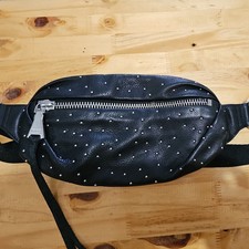 Aimee Kestenberg Milan Black Studded Leather Belt Bum Bag Crossbody Sling🔥🔥
