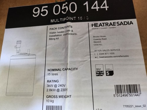 Heatrae sadia multipoint 15l - sadia,
