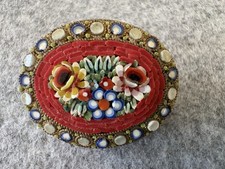 Italian  Micro Mosaic Brooch Vintage
