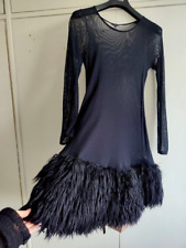 Hebbeding Black Mesh And Feather Dress Lagenlook Avant Garde S/M