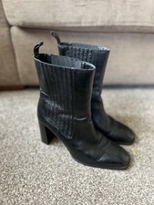 Zara Black Leather Block Heel