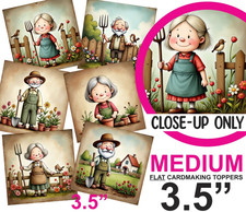 Vintage Card Toppers Gardening Theme Birthday Cardmaking Scrapbooking Tags 3.5"