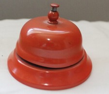 VINTAGE METAL ORANGE SCHOOL WORK TAP DESK COUNTER RECEPTION HOTEL B&B BELL