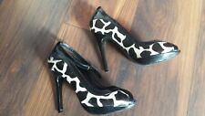 KAREN MILLEN STILETTO HEELS PEEP TOE GIRAFFE ANIMAL LEATHER SHOES  UK 4 EU 37