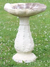 Antique large weathered patinated faux stone concrete bird bath