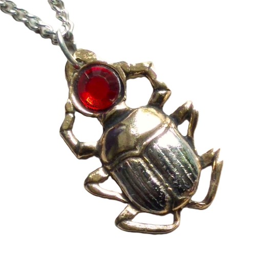 Red scarab beetle pendant - red,