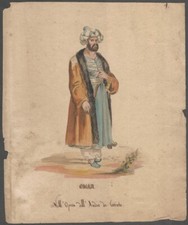 Antique Watercolor Portrait of