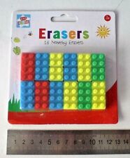 18 Novelty Pencil Erasers, rubber, shape of a  Brick, party bag, school NEW