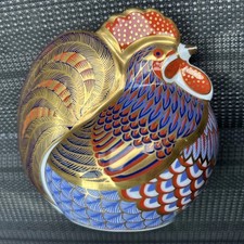 Royal Crown Derby Imari  1994 Cockerel Ceramic Rooster Gold Accents Figurine