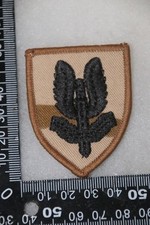 BRITISH ARMY SAS SPECIAL AIR SERVICE BERET BADGE ON DESERT CAMO CLOTH