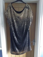 Next Sequin Gold Black Dress Size 22 xmas Party nb some sequins are missing 