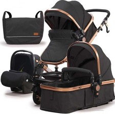 3 in 1 Pram Newborn Baby Buggy Set Travel System with Car Seat Folding Pushchair