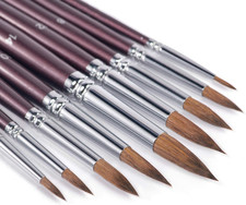 Sable Watercolour Brushes, 9Pc
