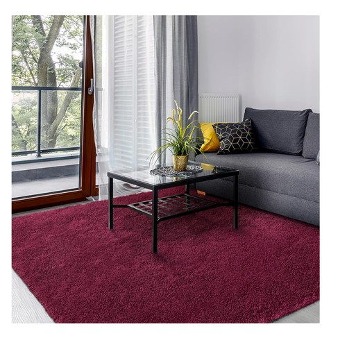 Burgundy fluffy shaggy - burgundy, rug