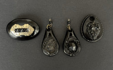 Antique black whitby jet - x,