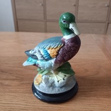 Beautiful Taiwanese Handpainted Porcelain Mallard Duck Figurine : Height 11.5 cm