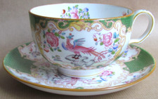 MINTONS GREEN COCKATRICE BREAKFAST CUP AND SAUCER MINTON (11986)