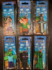 Officially Licensed Minecraft Keyring 2D Rubber Keychain Gamer Party Bag Gift