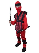 BOYS RED NINJA COSTUME SAMURAI