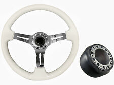 White Chrome TS Steering Wheel + Boss Kit for CLASSIC VW BEETLE 014