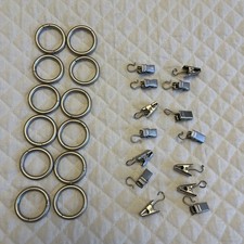 12 Metal 25mm Diameter Curtain Rings and Clips for Hanging Curtains