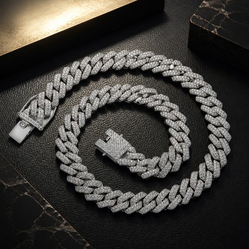 Cuban link chain necklace iced - cuban,