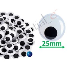 Googly Wibbly Wiggly Wobbly 25mm  Craft Eyes, Peel and Stick Self Adhesive